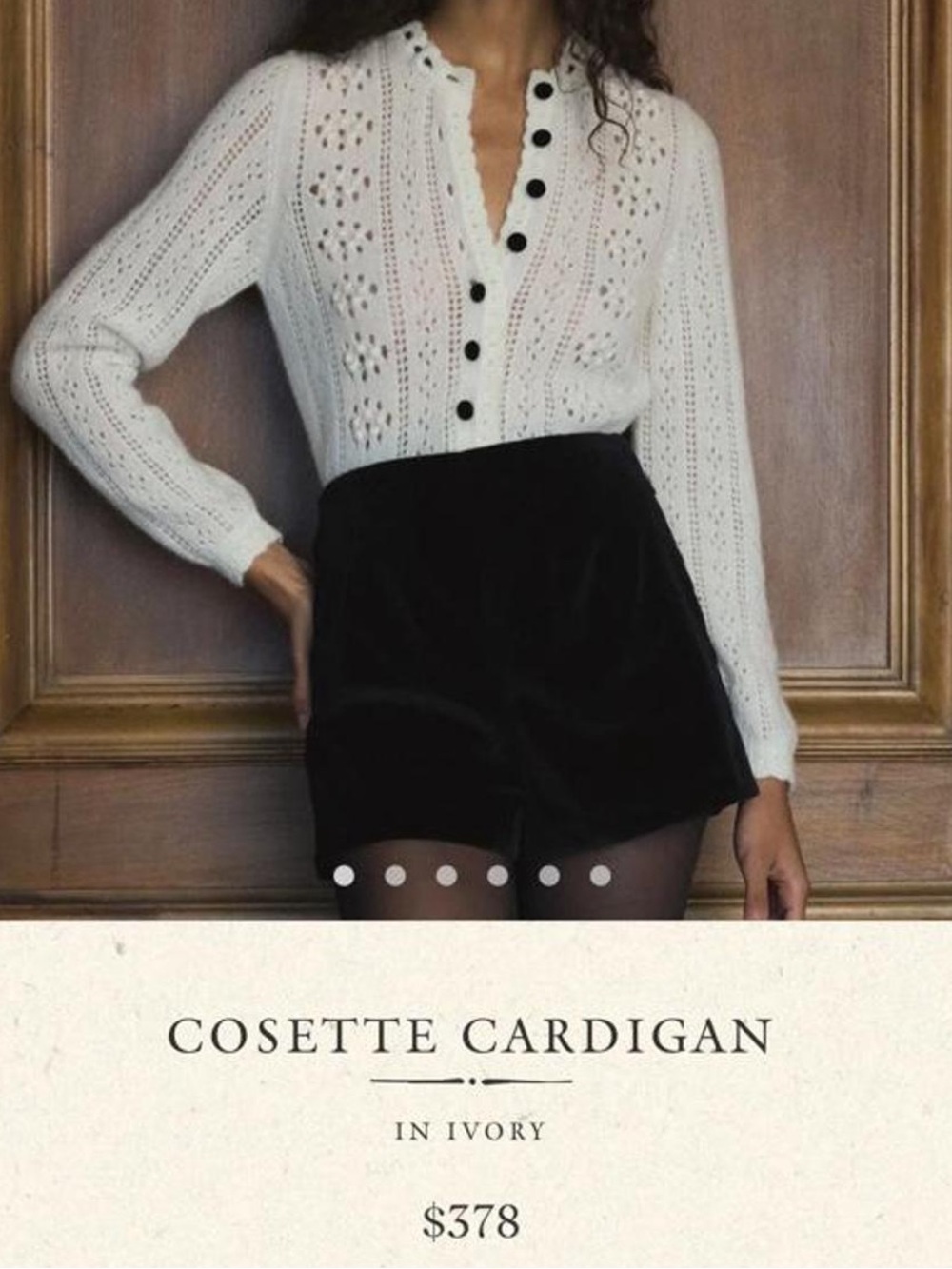 Doen Cosette Cardigan in Ivory with Black Buttons